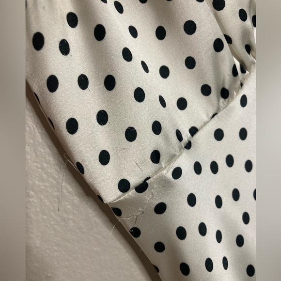 Zara Polka Dot Satin Slip Maxi Dress Size Medium Cream Black - Picture 9 of 10